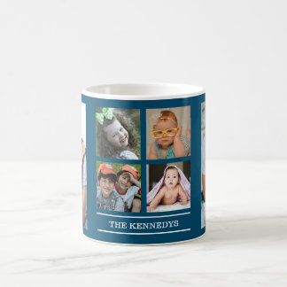 Create Your Own 6 Family Photo Collage Ocean Blue Coffee Mug