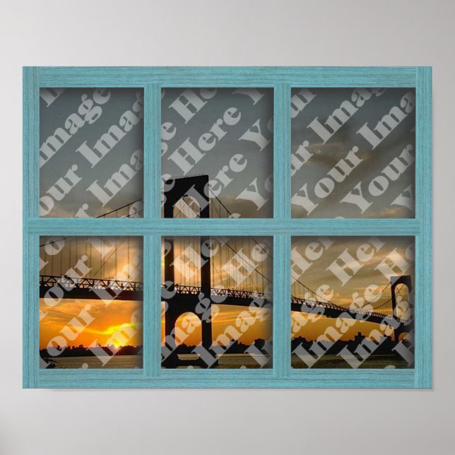 Create Your Own 6 Pane Green Wood Window Frame Poster (Front)