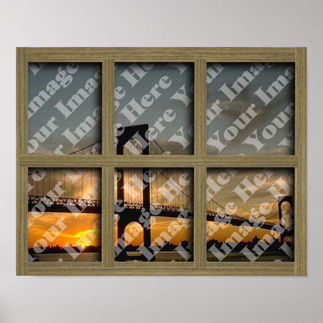 Create Your Own 6 Pane Light Brown Window Frame Poster (Front)