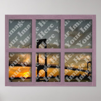 Create Your Own 6 Pane Pink Wood Window Frame Poster