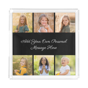Create Your Own 6 Photo Collage Add Your Greeting Acrylic Tray