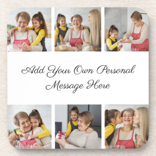 Create Your Own 6 Photo Collage Add Your Greeting Beverage Coaster