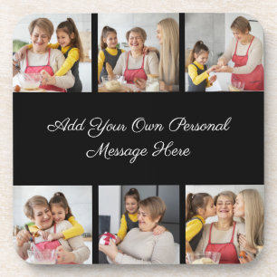 Create Your Own 6 Photo Collage Add Your Greeting Beverage Coaster
