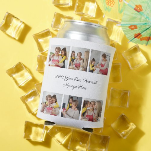 Create Your Own 6 Photo Collage Add Your Greeting Can Cooler