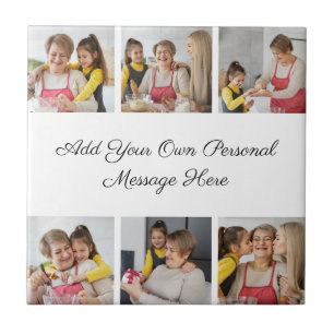 Create Your Own 6 Photo Collage Add Your Greeting Ceramic Tile