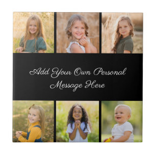 Create Your Own 6 Photo Collage Add Your Greeting Ceramic Tile