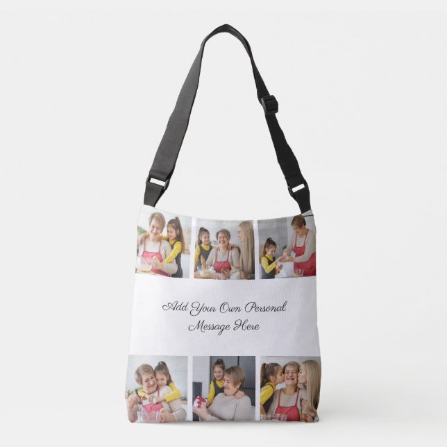 Create Your Own 6 Photo Collage Add Your Greeting Crossbody Bag (Front)