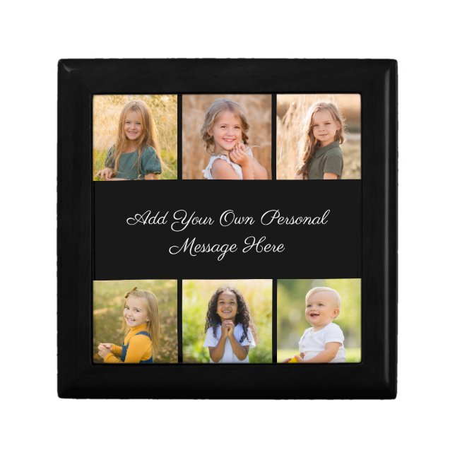 Create Your Own 6 Photo Collage Add Your Greeting Gift Box (Front)