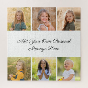 Create Your Own 6 Photo Collage Add Your Greeting Jigsaw Puzzle