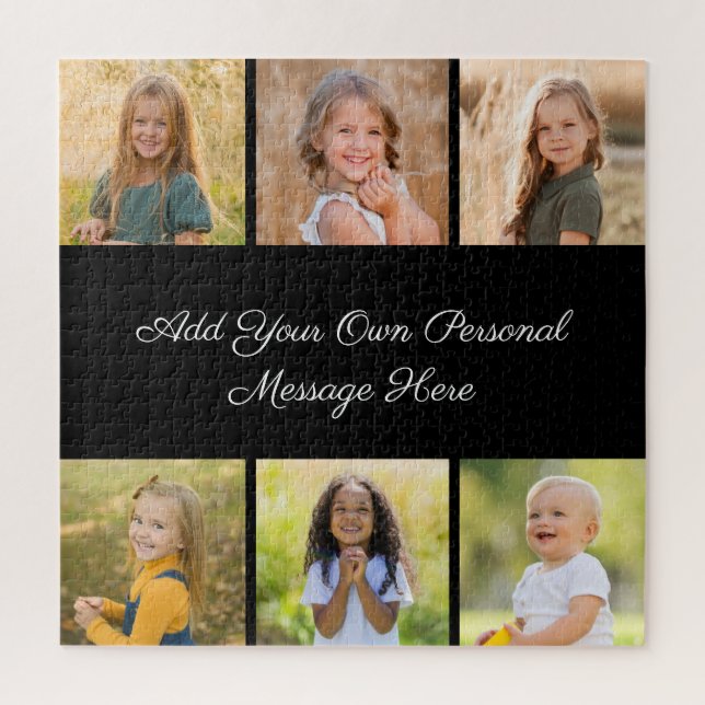 Create Your Own 6 Photo Collage Add Your Greeting Jigsaw Puzzle (Vertical)