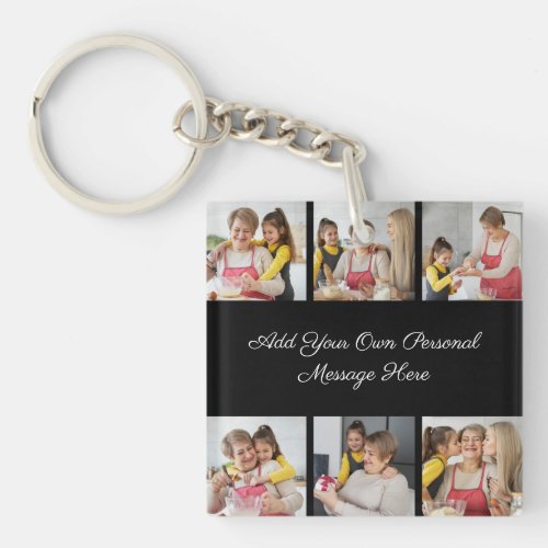 Create Your Own 6 Photo Collage Add Your Greeting Keychain