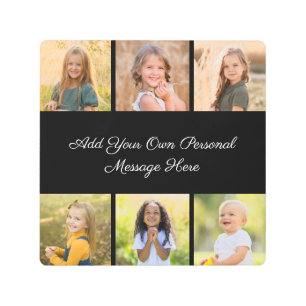 Create Your Own 6 Photo Collage Add Your Greeting Metal Print