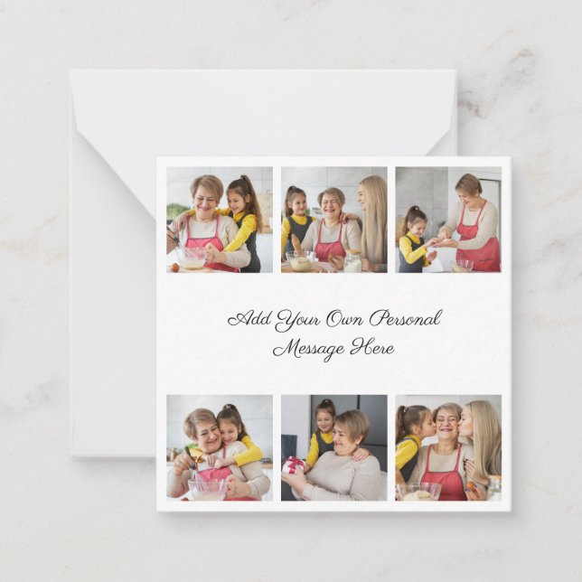 Create Your Own 6 Photo Collage Add Your Greeting Note Card (Front)
