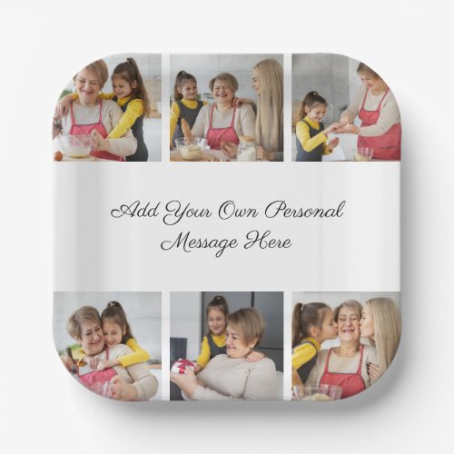 Create Your Own 6 Photo Collage Add Your Greeting Paper Plates