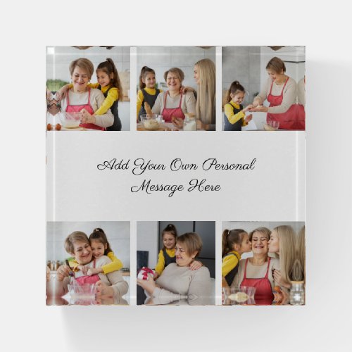 Create Your Own 6 Photo Collage Add Your Greeting Paperweight