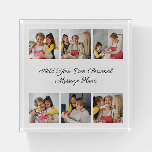 Create Your Own 6 Photo Collage Add Your Greeting Paperweight