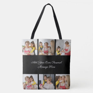 Create Your Own 6 Photo Collage Add Your Greeting Tote Bag