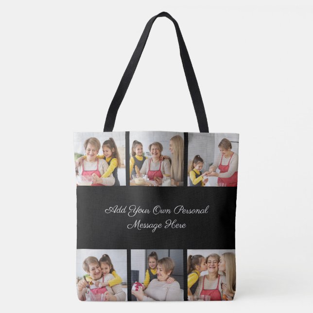 Create Your Own 6 Photo Collage Add Your Greeting Tote Bag (Front)