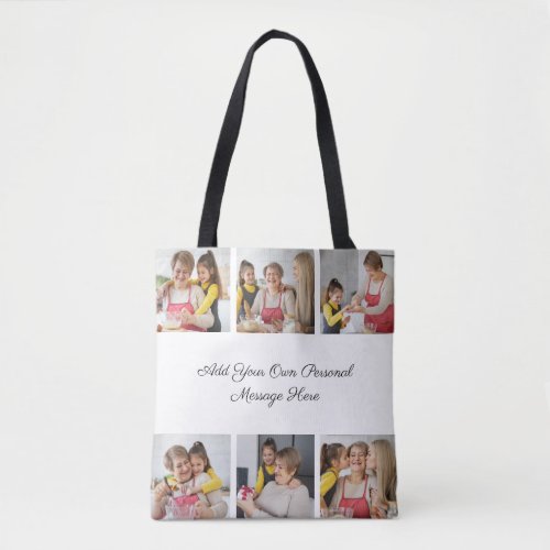 Create Your Own 6 Photo Collage Add Your Greeting Tote Bag