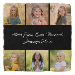 Create Your Own 6 Photo Collage Add Your Greeting Trivet