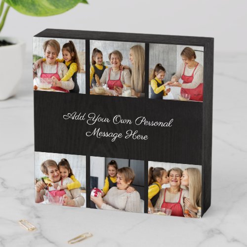 Create Your Own 6 Photo Collage Add Your Greeting Wooden Box Sign