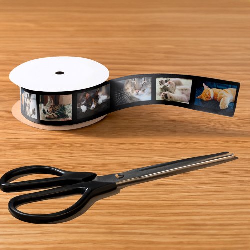 Create Your Own 6 Photo Collage Black Film Strip Satin Ribbon