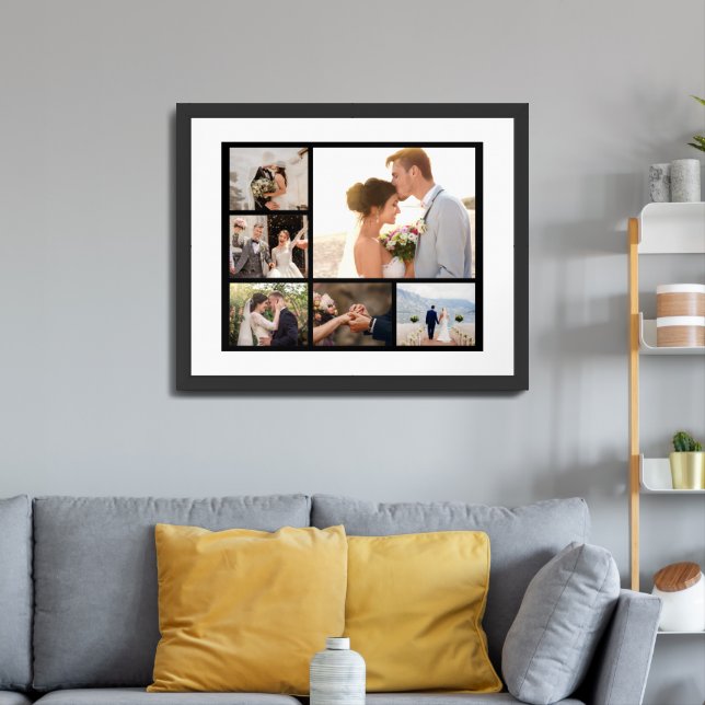 Create Your Own 6 Photo Collage Black Framed Art (Living Room 3)