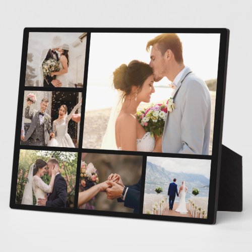 Create Your Own 6 Photo Collage Black Plaque