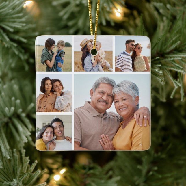 Create Your Own 6 Photo Collage  Ceramic Ornament (Tree)
