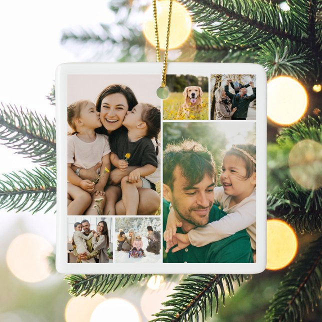 Create Your Own 6 Photo Collage Ceramic Ornament (Creator Uploaded)