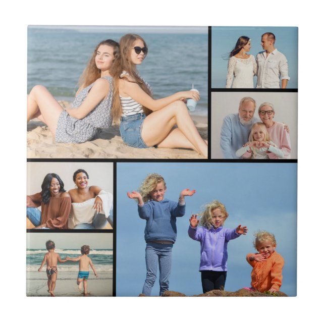 Create Your Own 6 Photo Collage Ceramic Tile (Front)
