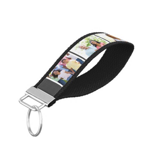 Create your Own 6 Photo Collage _ Charcoal Grey Wrist Keychain