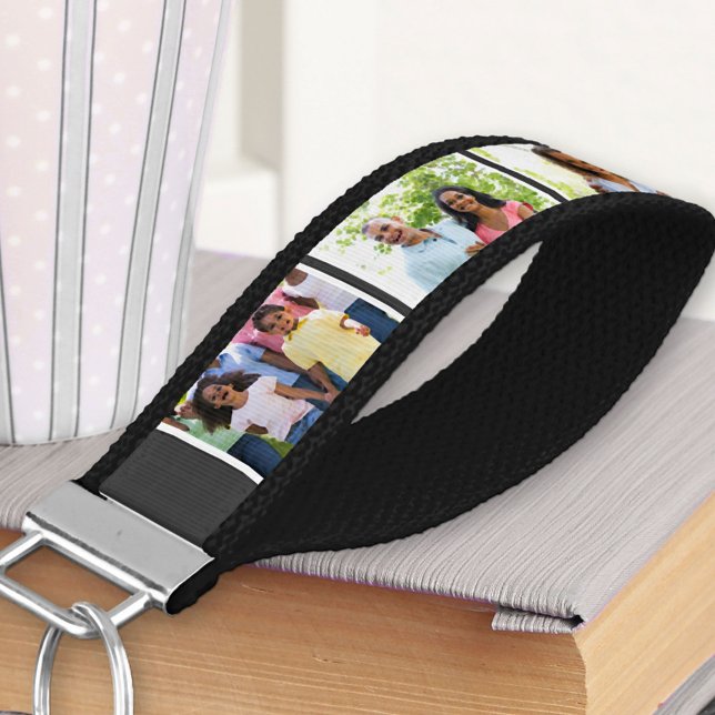 Create your Own 6 Photo Collage - Charcoal Grey Wrist Keychain (Creator Uploaded)