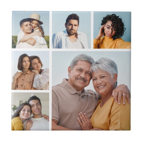 Create Your Own 6 Photo Collage Editable Color Ceramic Tile
