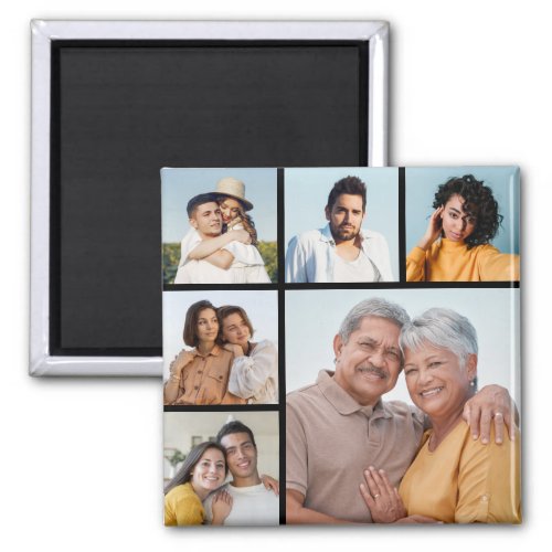Create Your Own 6 Photo Collage Editable Color Magnet