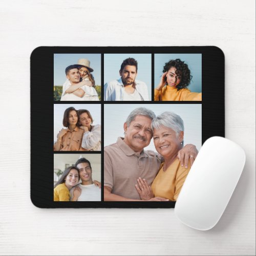 Create Your Own 6 Photo Collage Editable Color Mouse Pad