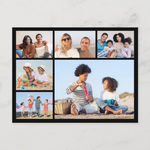 Create Your Own 6 Photo Collage Editable Color Postcard