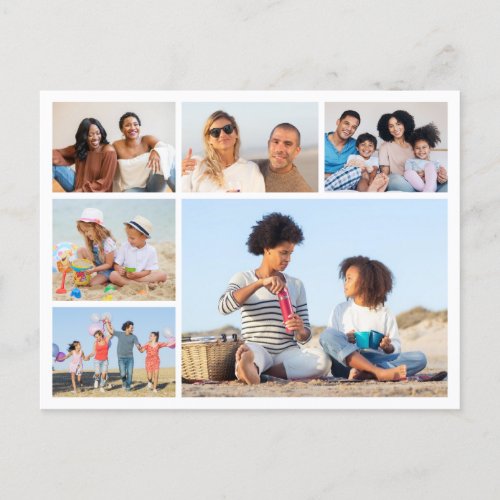 Create Your Own 6 Photo Collage Editable Color Postcard