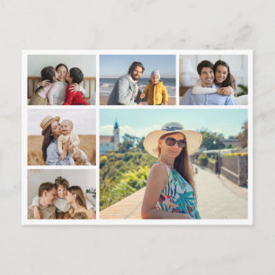 Create Your Own 6 Photo Collage Editable Color Postcard