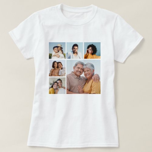 Create Your Own 6 Photo Collage Editable Color T_Shirt