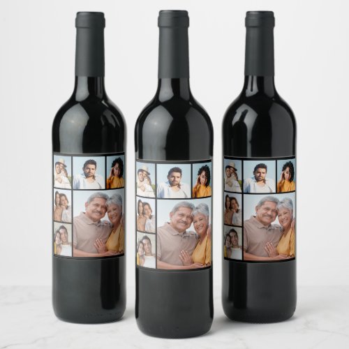 Create Your Own 6 Photo Collage Editable Color Wine Label