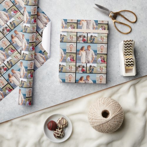 Create Your Own 6 Photo Collage Editable Color Wrapping Paper