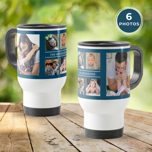 Create Your Own 6 Photo Collage Family Blue