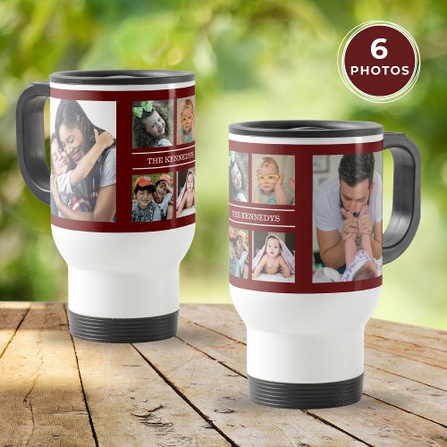 Create Your Own 6 Photo Collage Family Maroon 