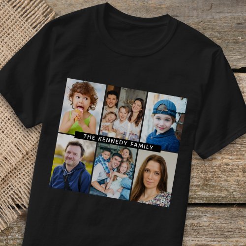 Create Your Own 6 Photo Collage Family Name  Black