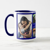 Create Your Own 6 Photo Collage Family Name Blue Mug (Left)