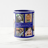 Create Your Own 6 Photo Collage Family Name Blue Mug (Center)