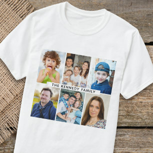 Create Your Own 6 Photo Collage Family Name T-Shirt