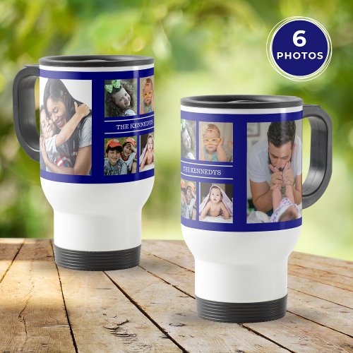Create Your Own 6 Photo Collage Family Navy Blue
