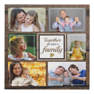 Create Your Own 6 Photo Collage Family Quote Faux Canvas Print